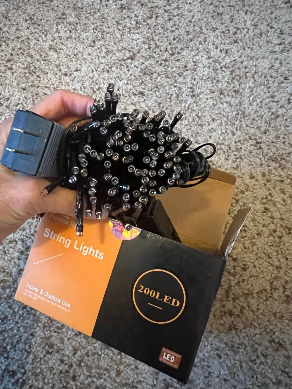 Orange on Black 200 LED Black Wire String Lights 66ft with multi set